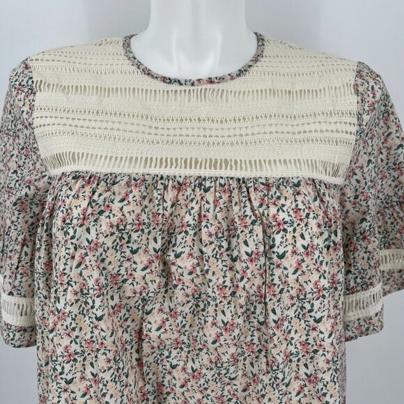 English Factory Women's Floral Lace Trim Dress Size M Shift Button Close - Picture 2 of 15